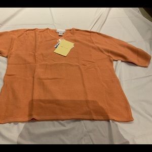 NEW SUSAN GRAVER STYLE CORAL WAFFLE SWEATER SZ 1X